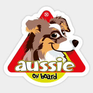 Aussie on Board - Brown Merle Tricolor Sticker